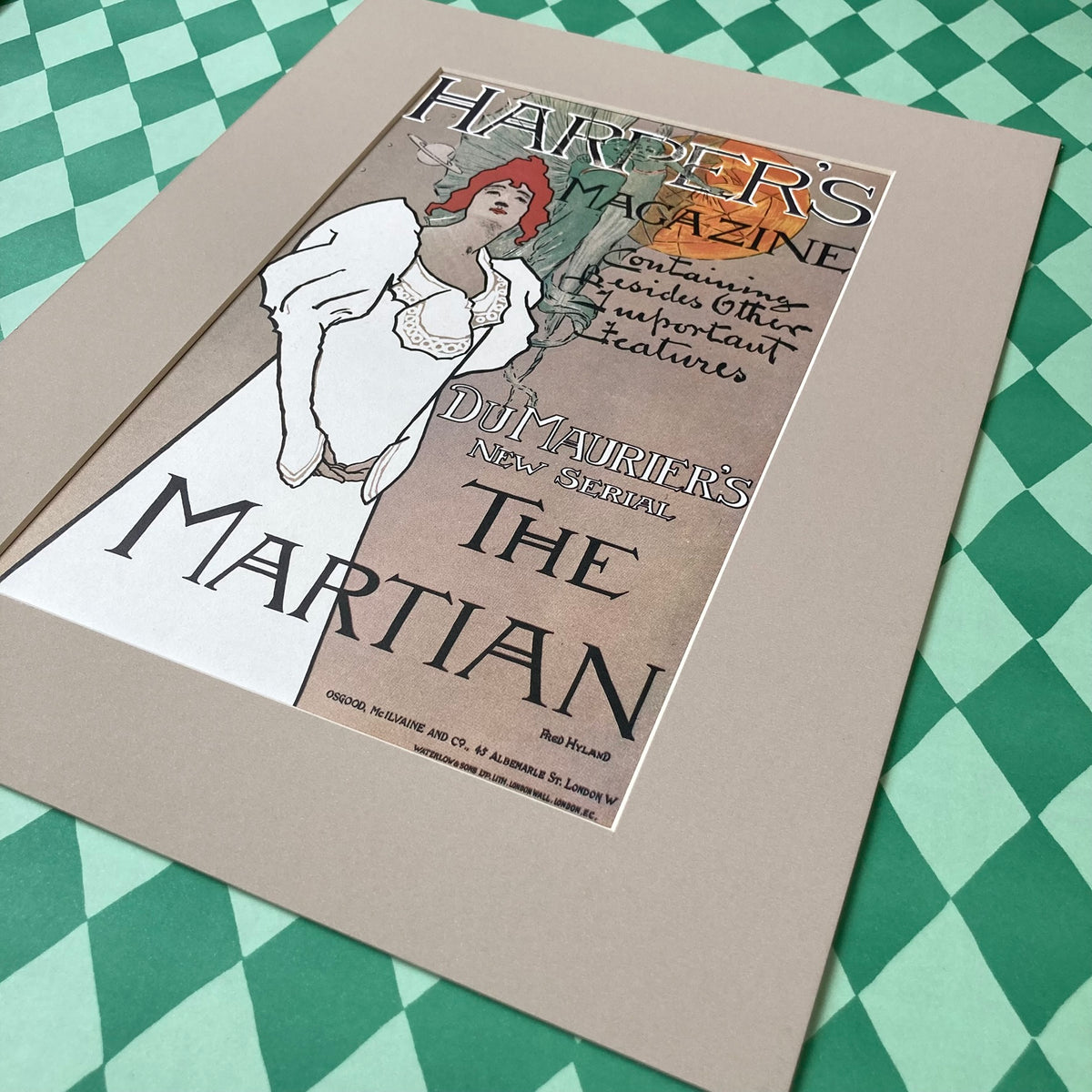 1970s Harper's Magazine Martian Mounted Print ~ 11 x 14"