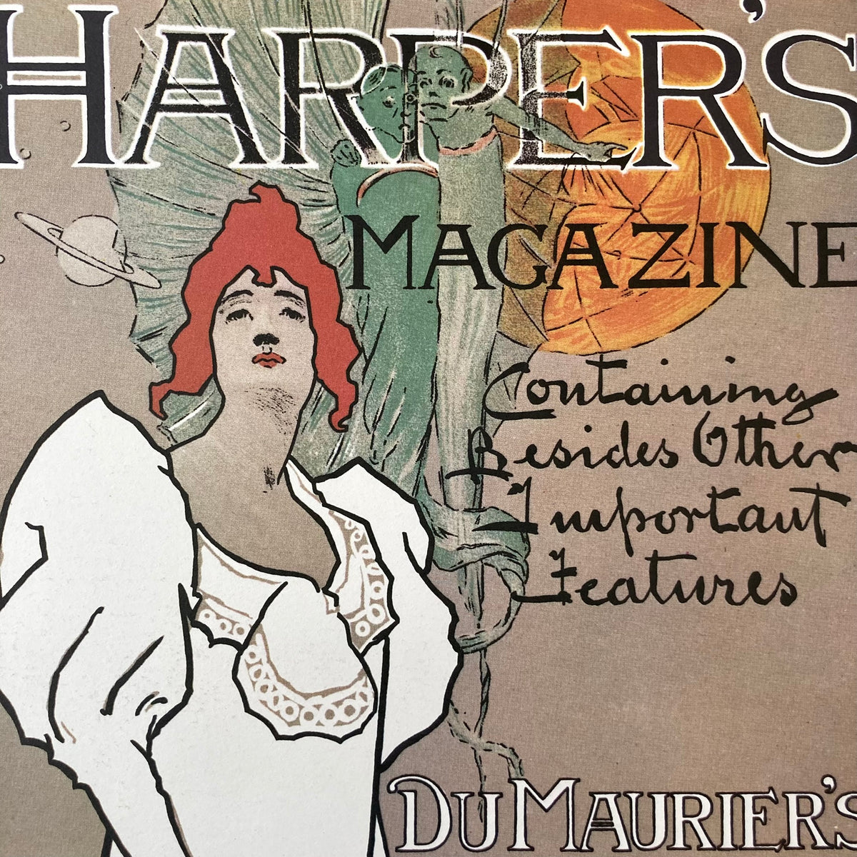1970s Harper's Magazine Martian Mounted Print ~ 11 x 14"