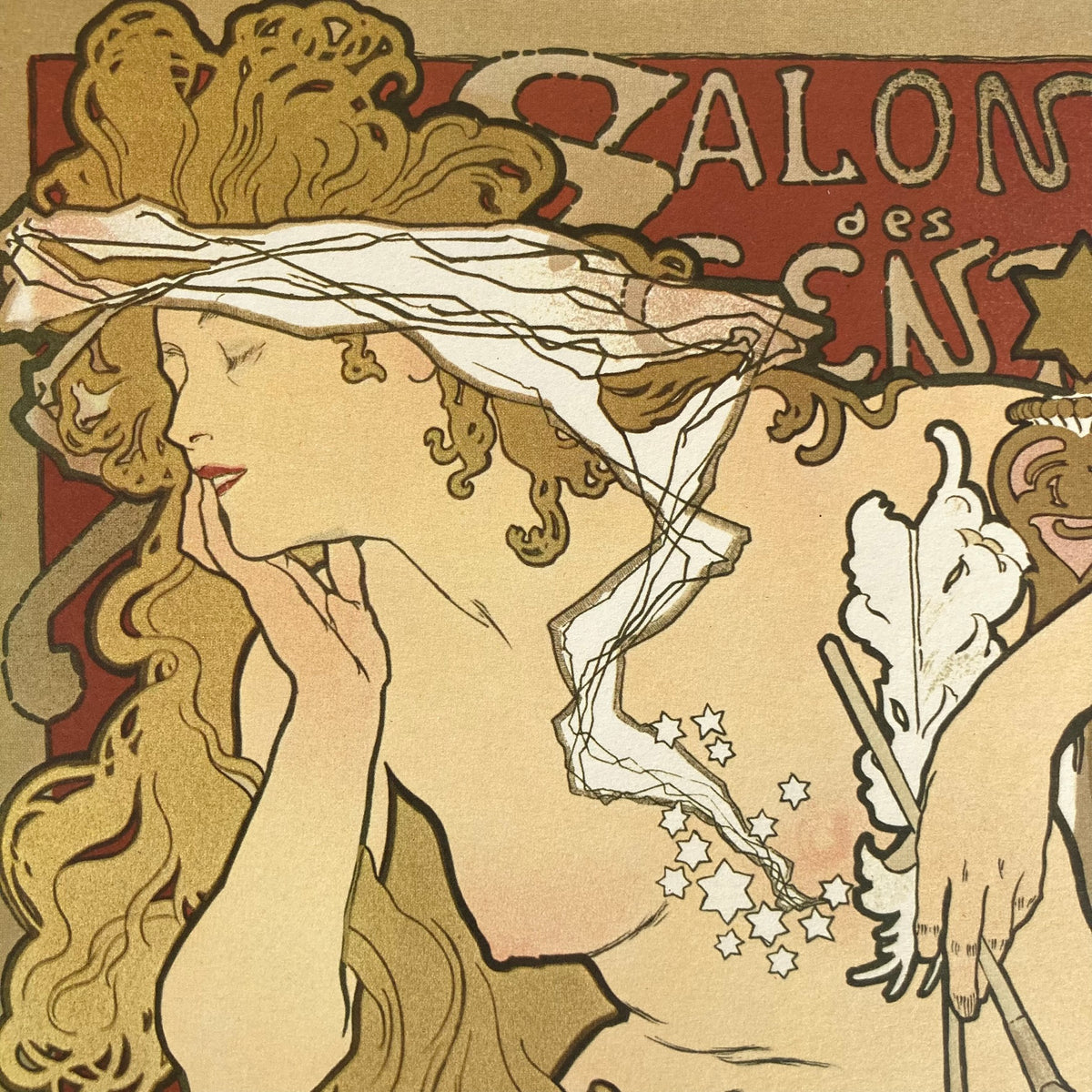 1970s Mucha Salon des Cents Mounted Print ~ 11 x 14"
