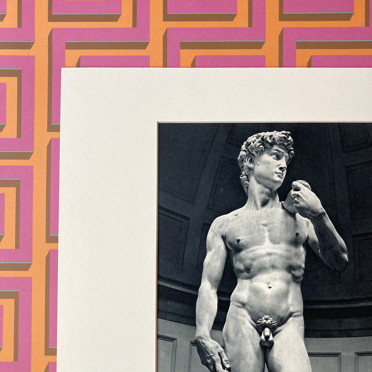 1960s Michelangelo's David Mounted Print ~ 11 x 14"