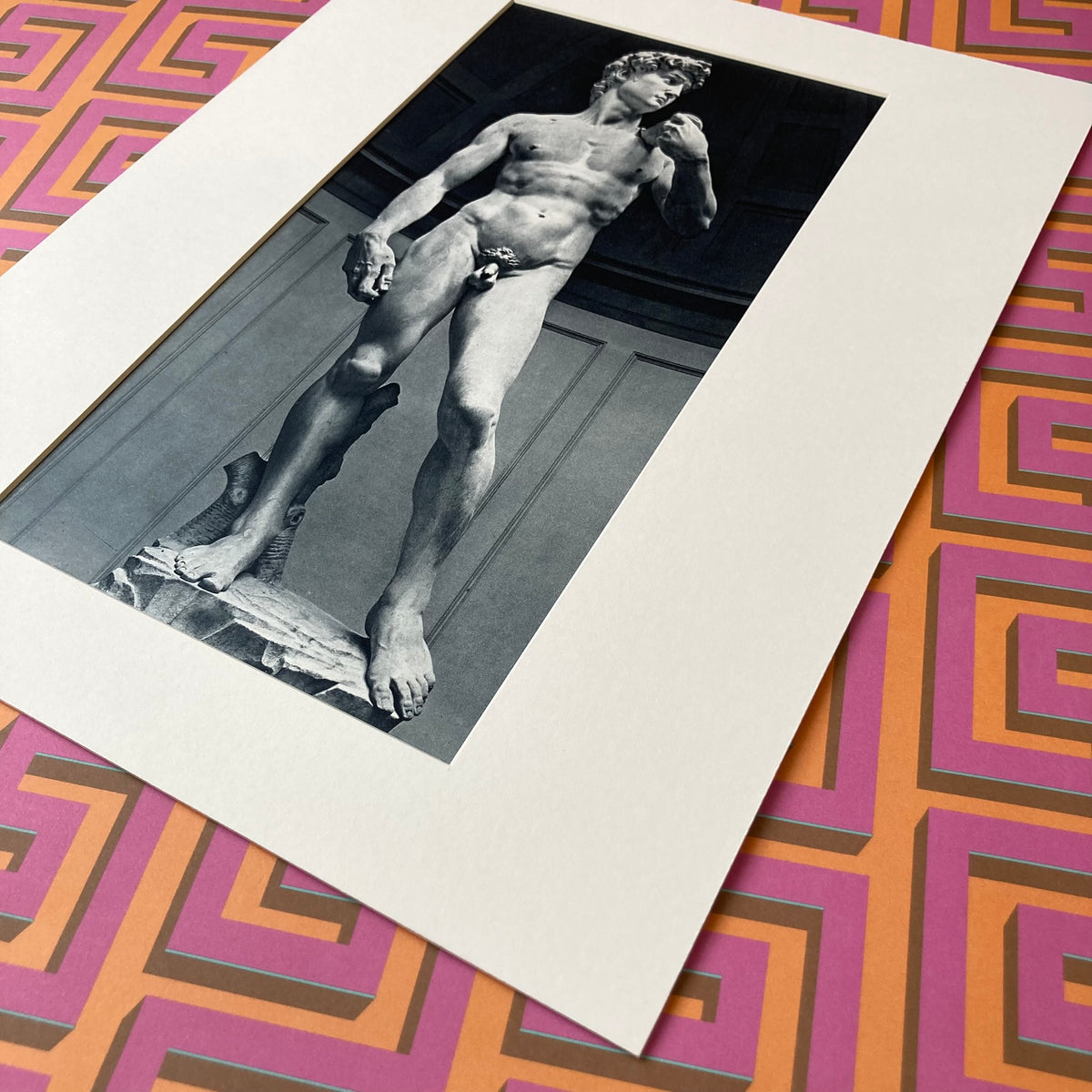 1960s Michelangelo's David Mounted Print ~ 11 x 14"