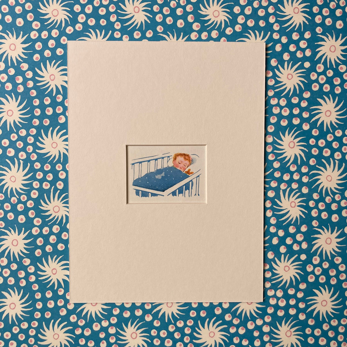 1950s Sleeping Baby Mounted Print ~ 8 x 6"