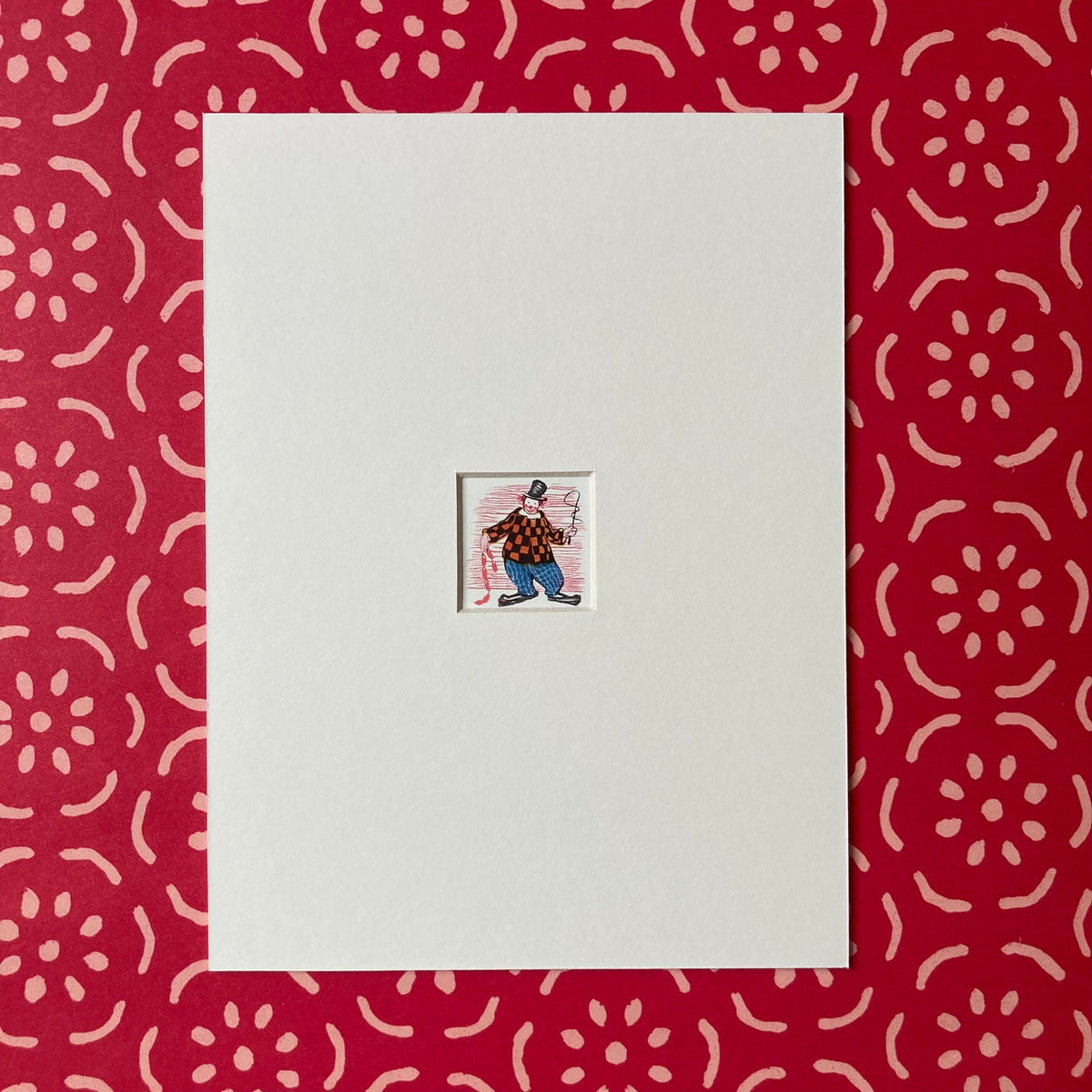1950s Clown Mounted Print ~ 8 x 6"