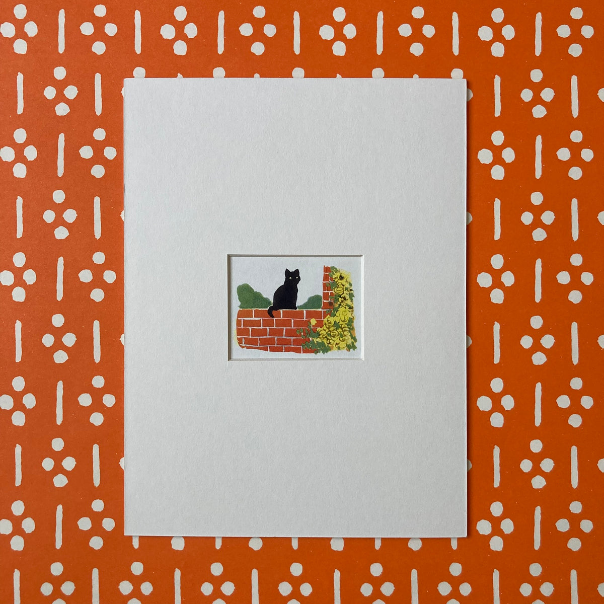 1950s Black Cat Mounted Print ~ 8 x 6"