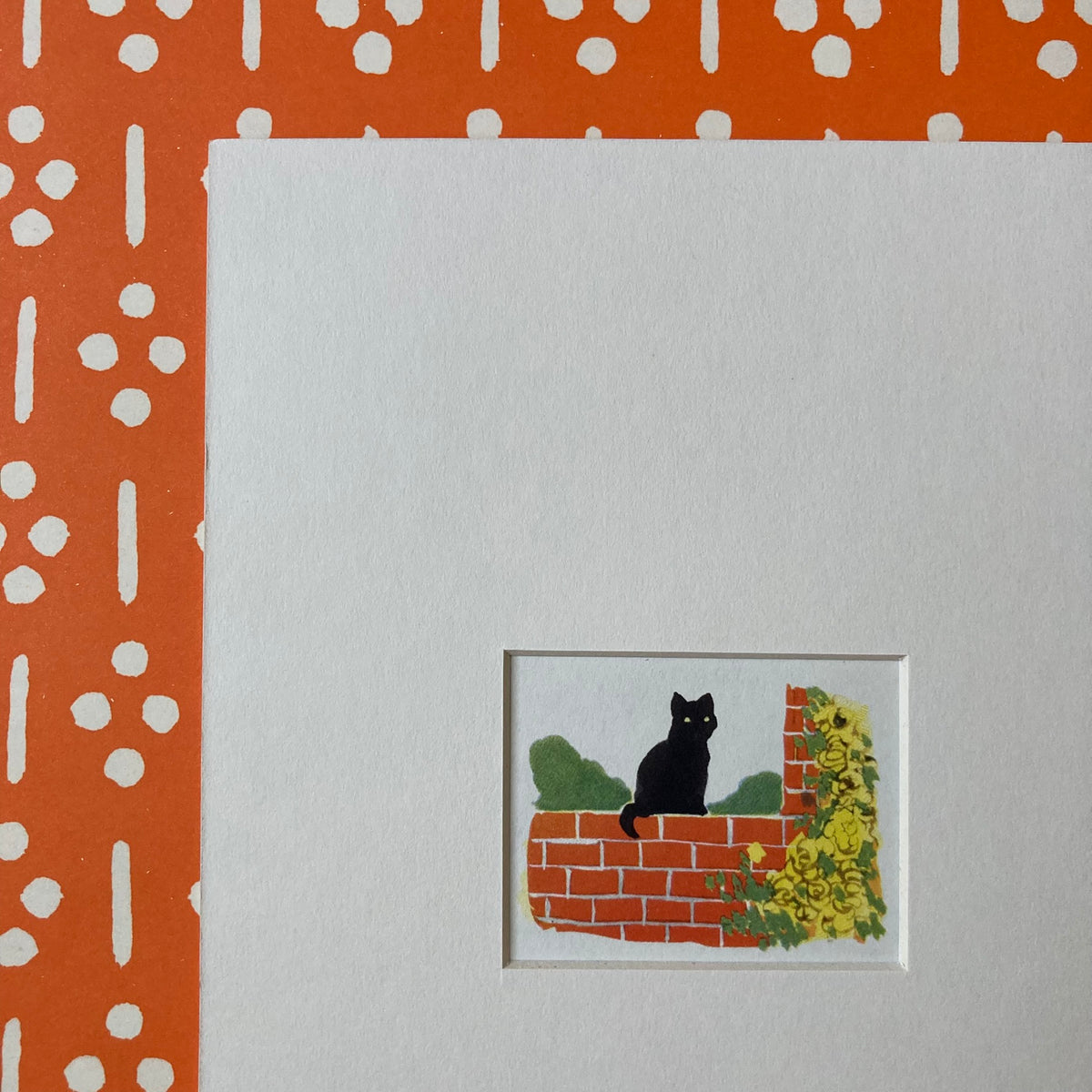 1950s Black Cat Mounted Print ~ 8 x 6"