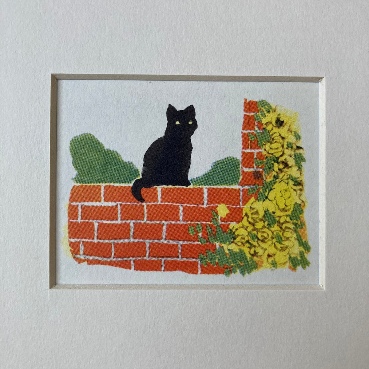 1950s Black Cat Mounted Print ~ 8 x 6"