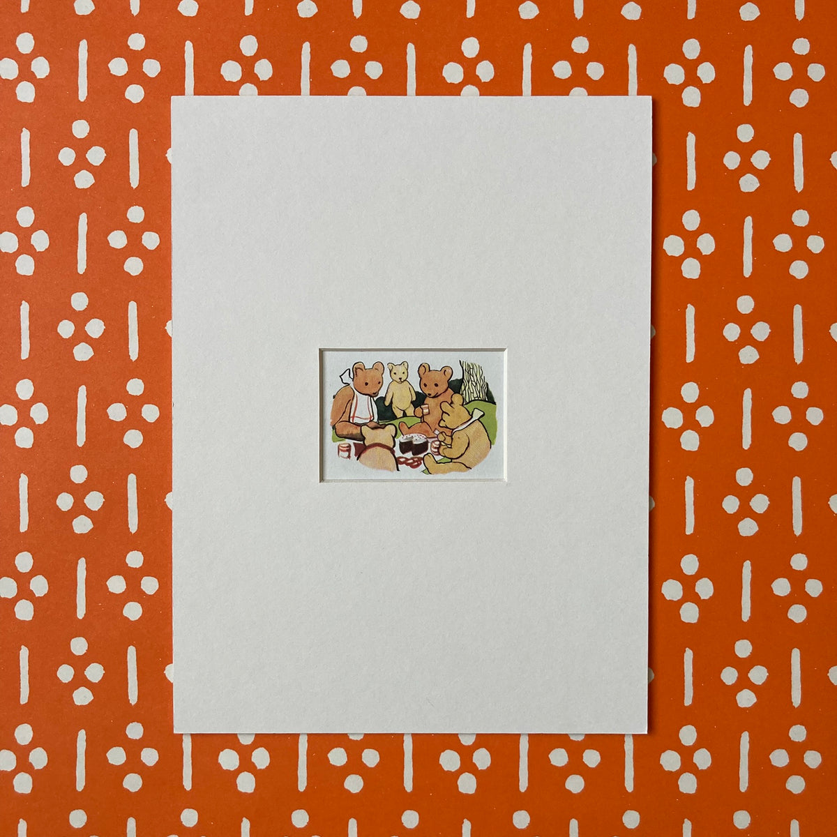 1950s Teddy Bears' Picnic Mounted Print ~ 8 x 6"