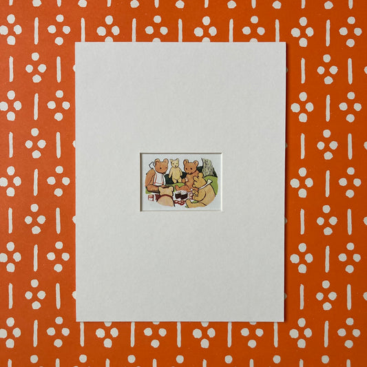 1950s Teddy Bears' Picnic Mounted Print ~ 8 x 6"