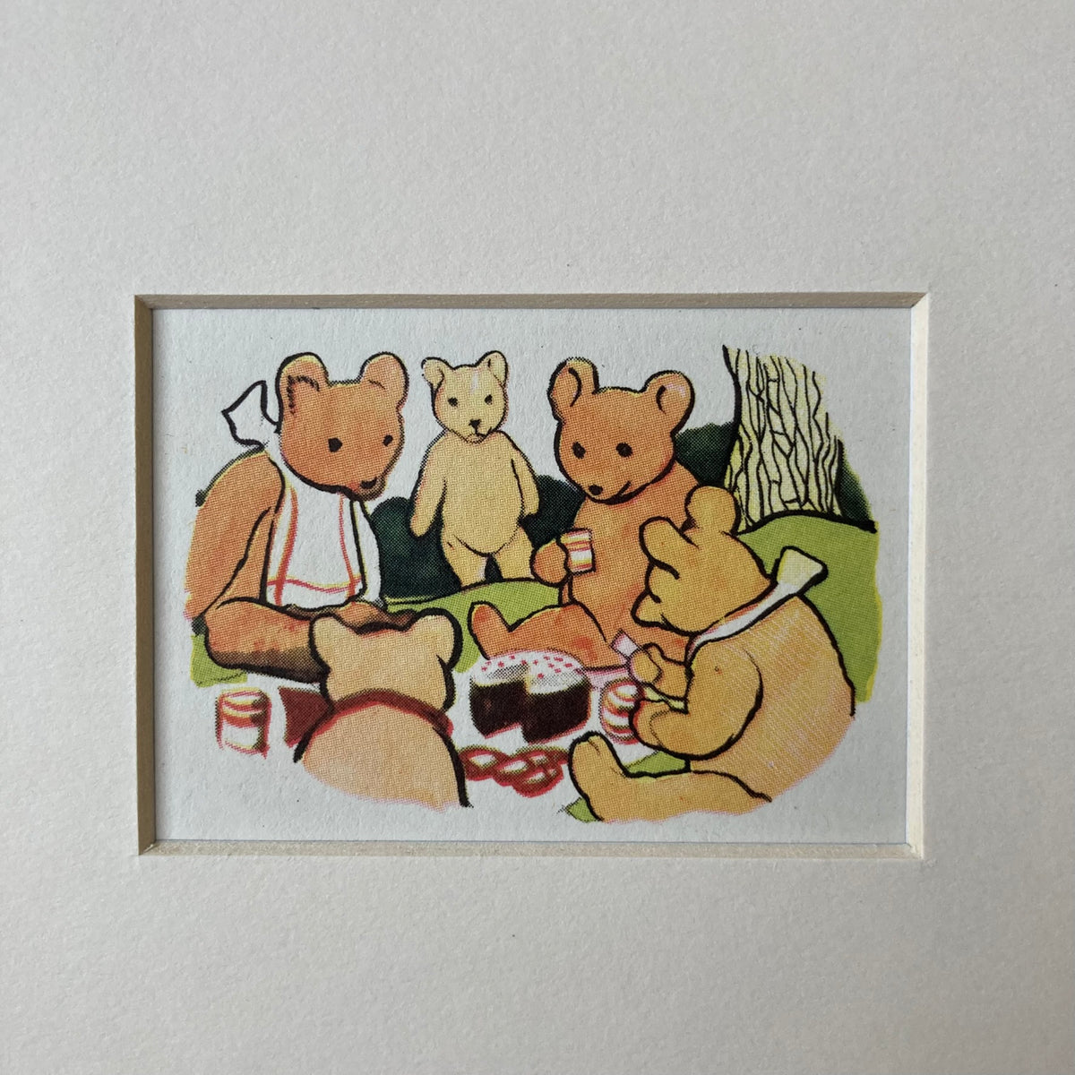 1950s Teddy Bears' Picnic Mounted Print ~ 8 x 6"