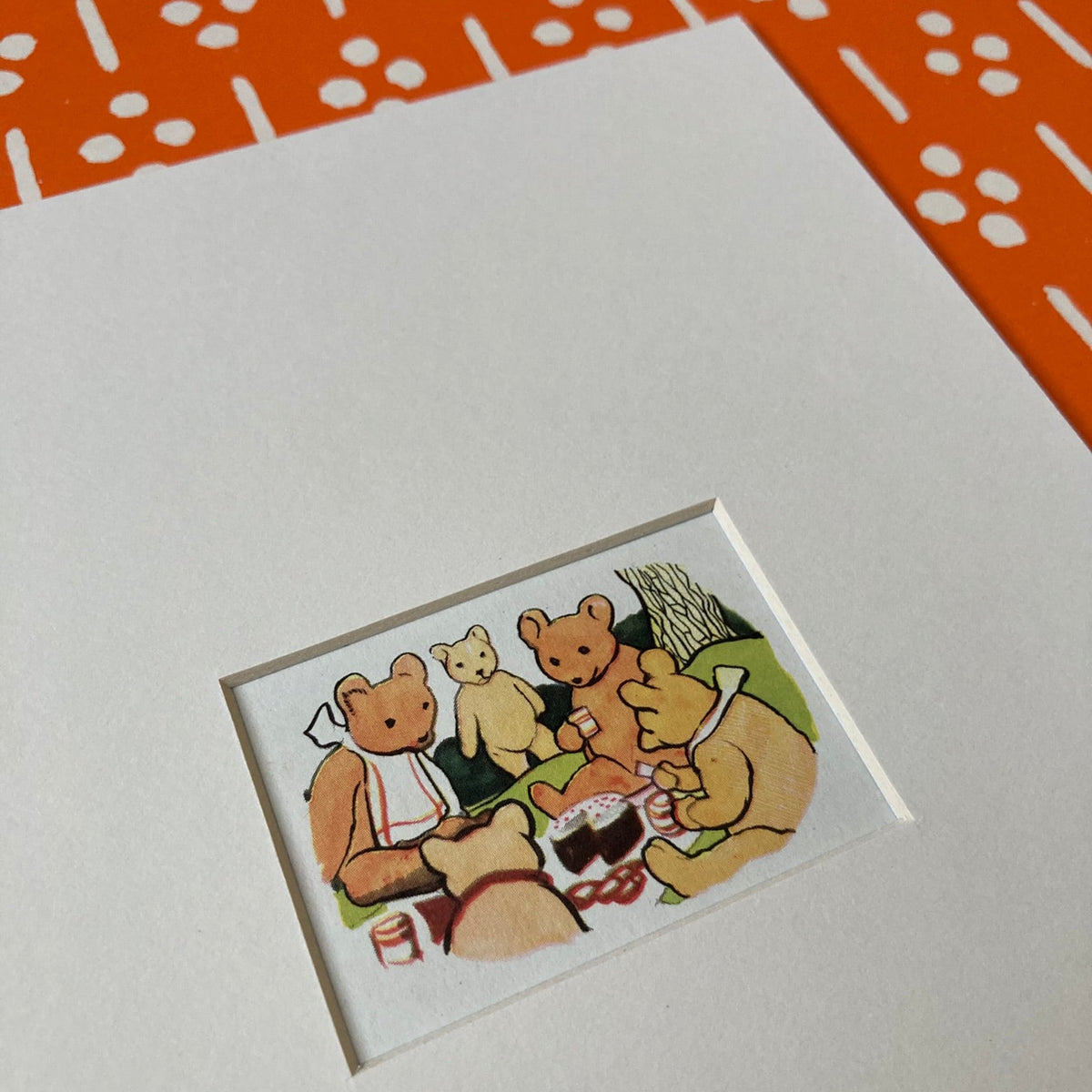 1950s Teddy Bears' Picnic Mounted Print ~ 8 x 6"