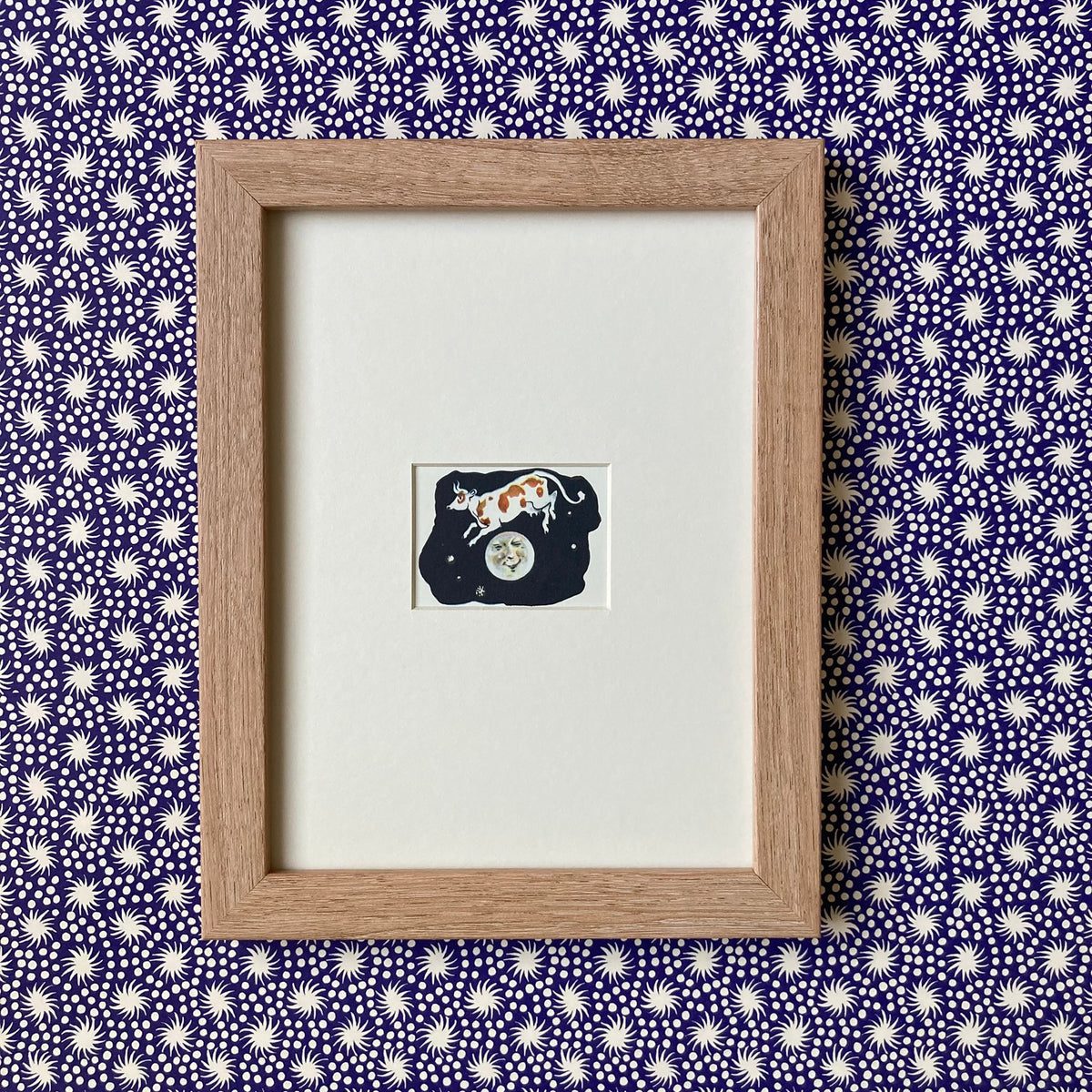 1950s Hey Diddle Diddle Cow & Moon Print ~ 8 x 6"