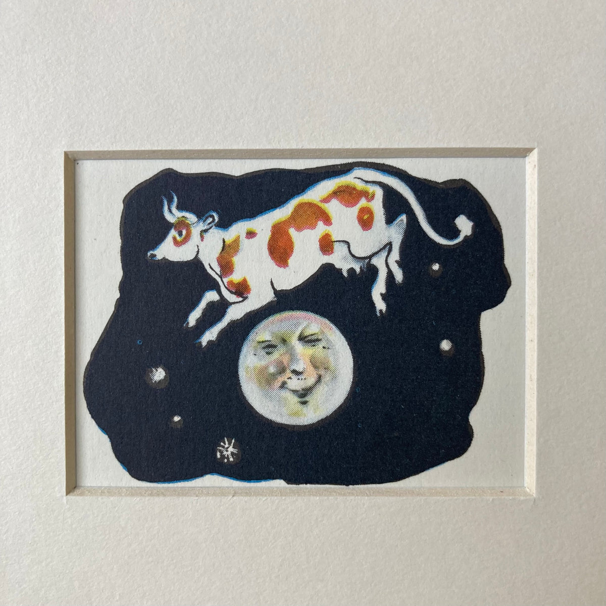 1950s Hey Diddle Diddle Cow & Moon Print ~ 8 x 6"