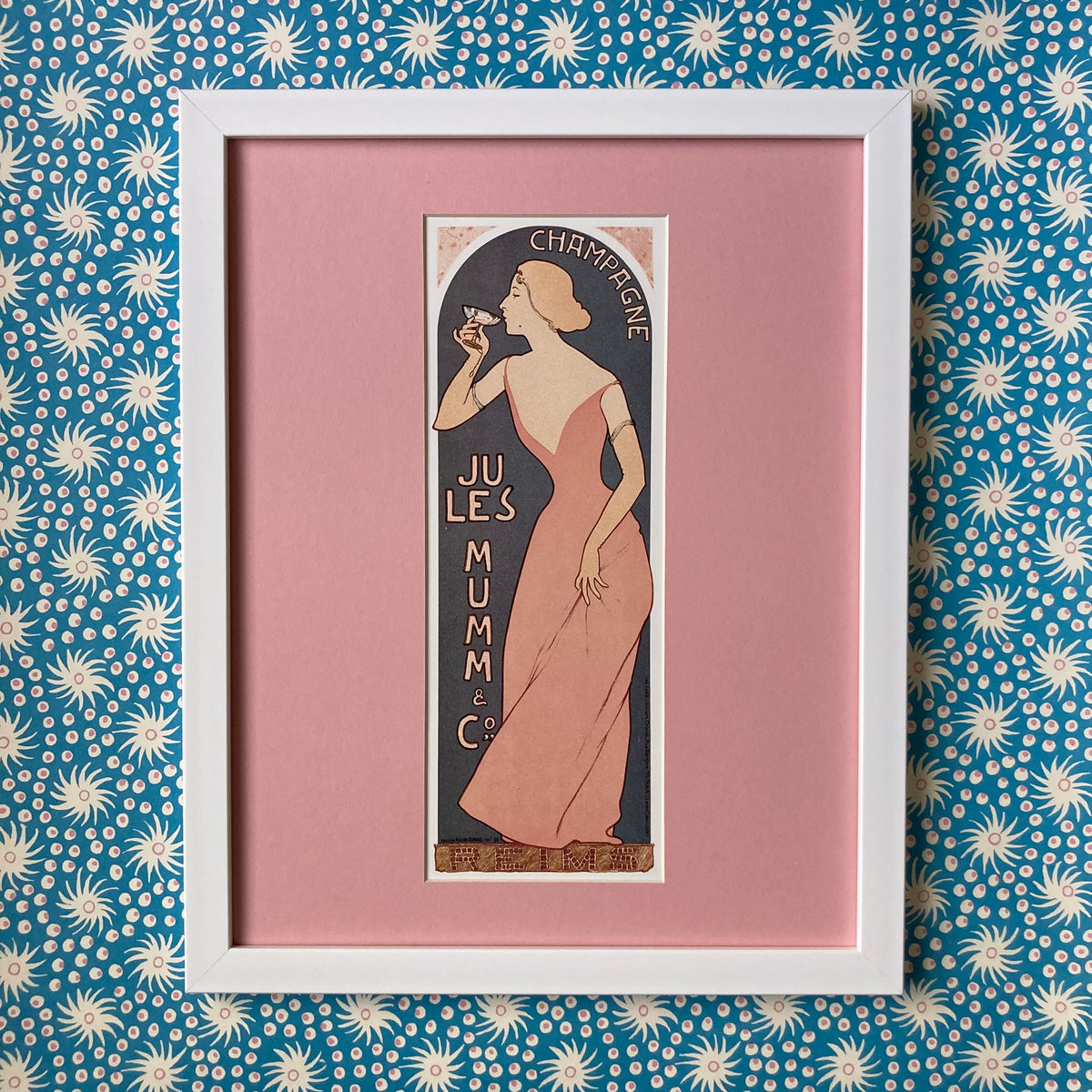 1970s French Champagne Mounted Print ~ 11 x 14"
