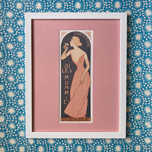 1970s French Champagne Mounted Print ~ 11 x 14"