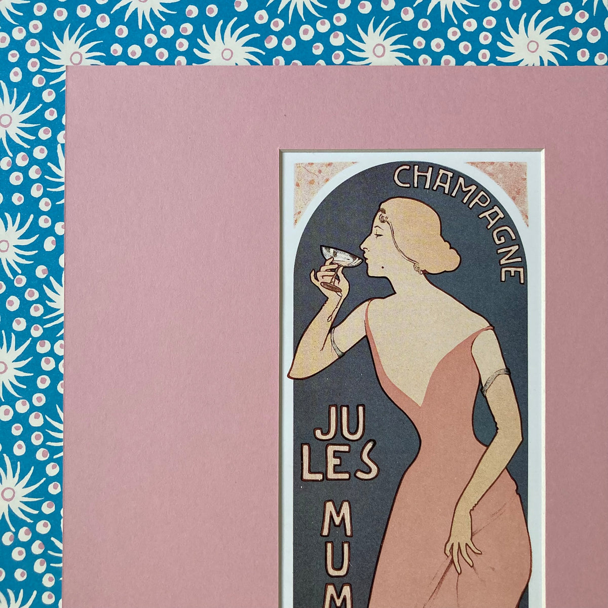 1970s French Champagne Mounted Print ~ 11 x 14"