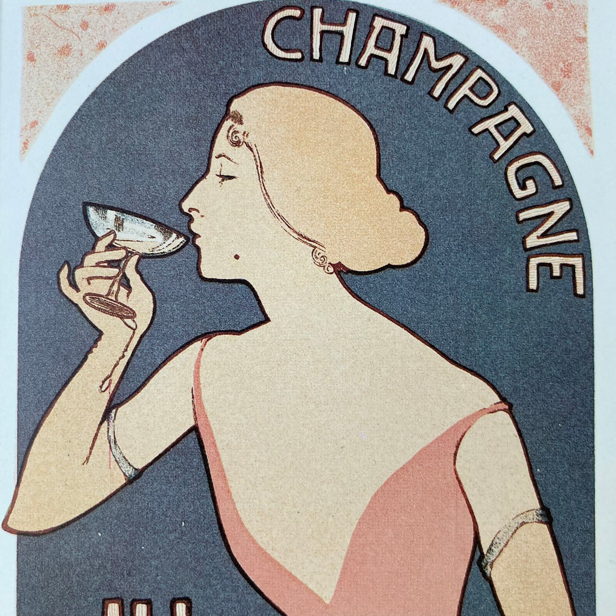 1970s French Champagne Mounted Print ~ 11 x 14"