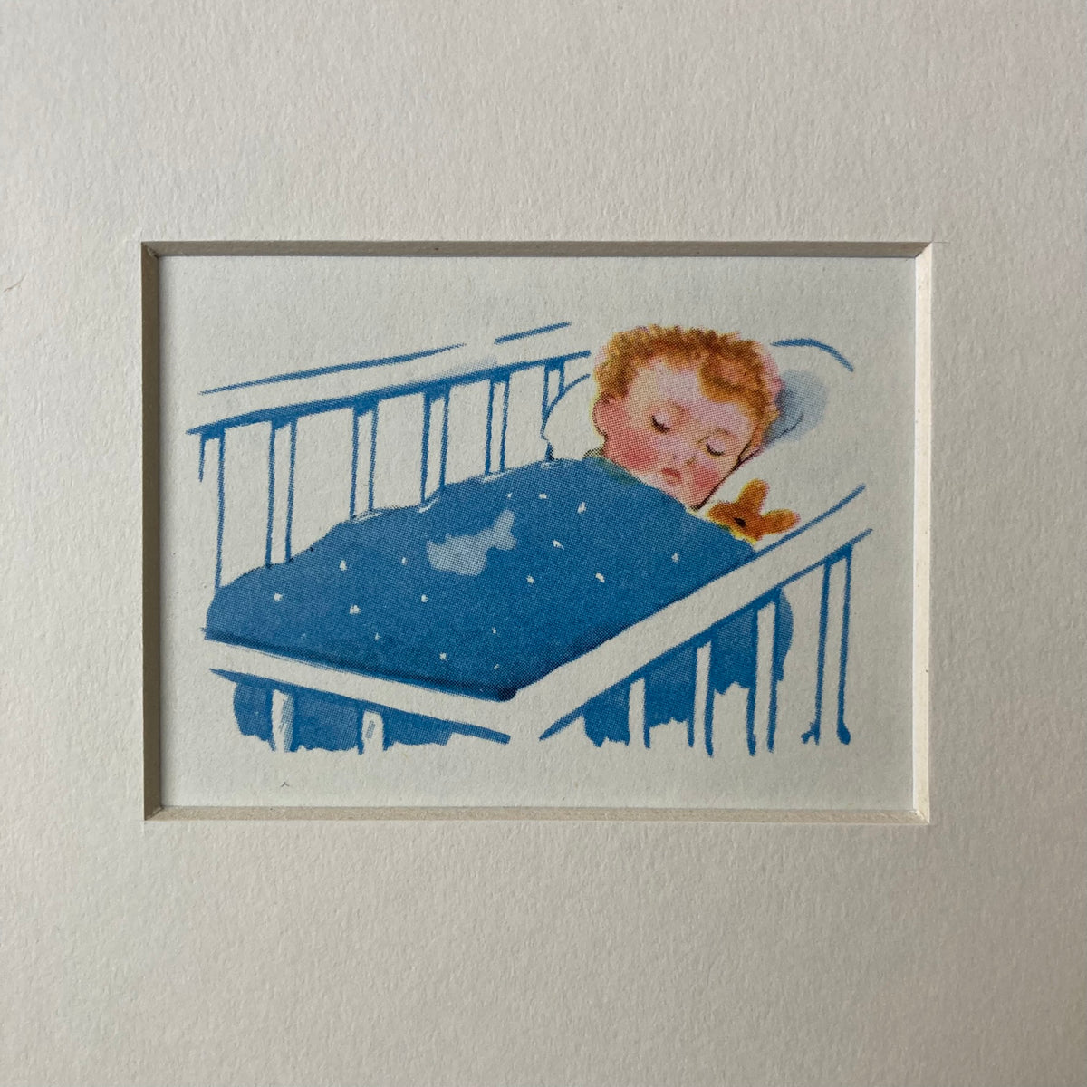 1950s Sleeping Baby Mounted Print ~ 8 x 6"
