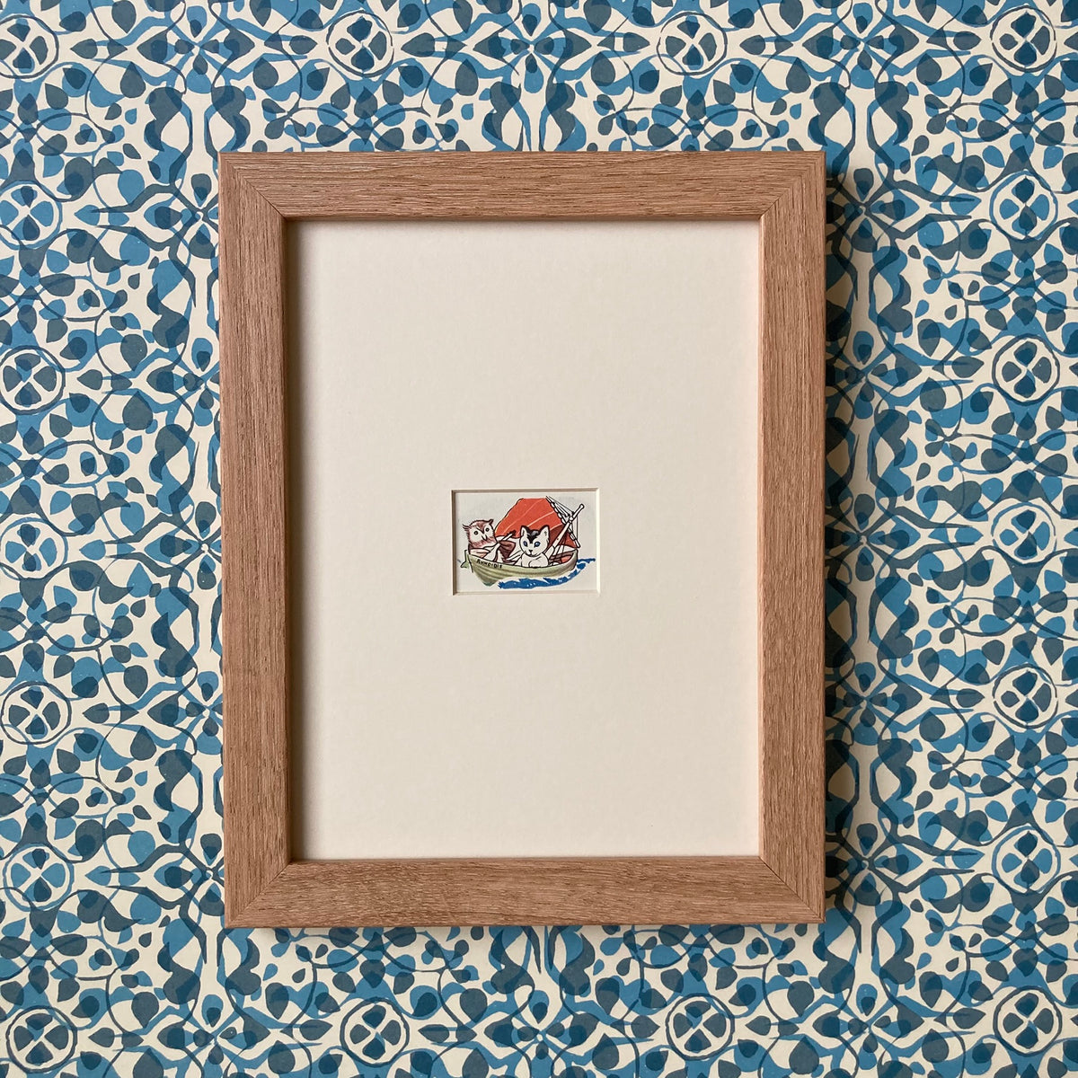 1950s Owl & Pussycat Mounted Print ~ 8 x 6"