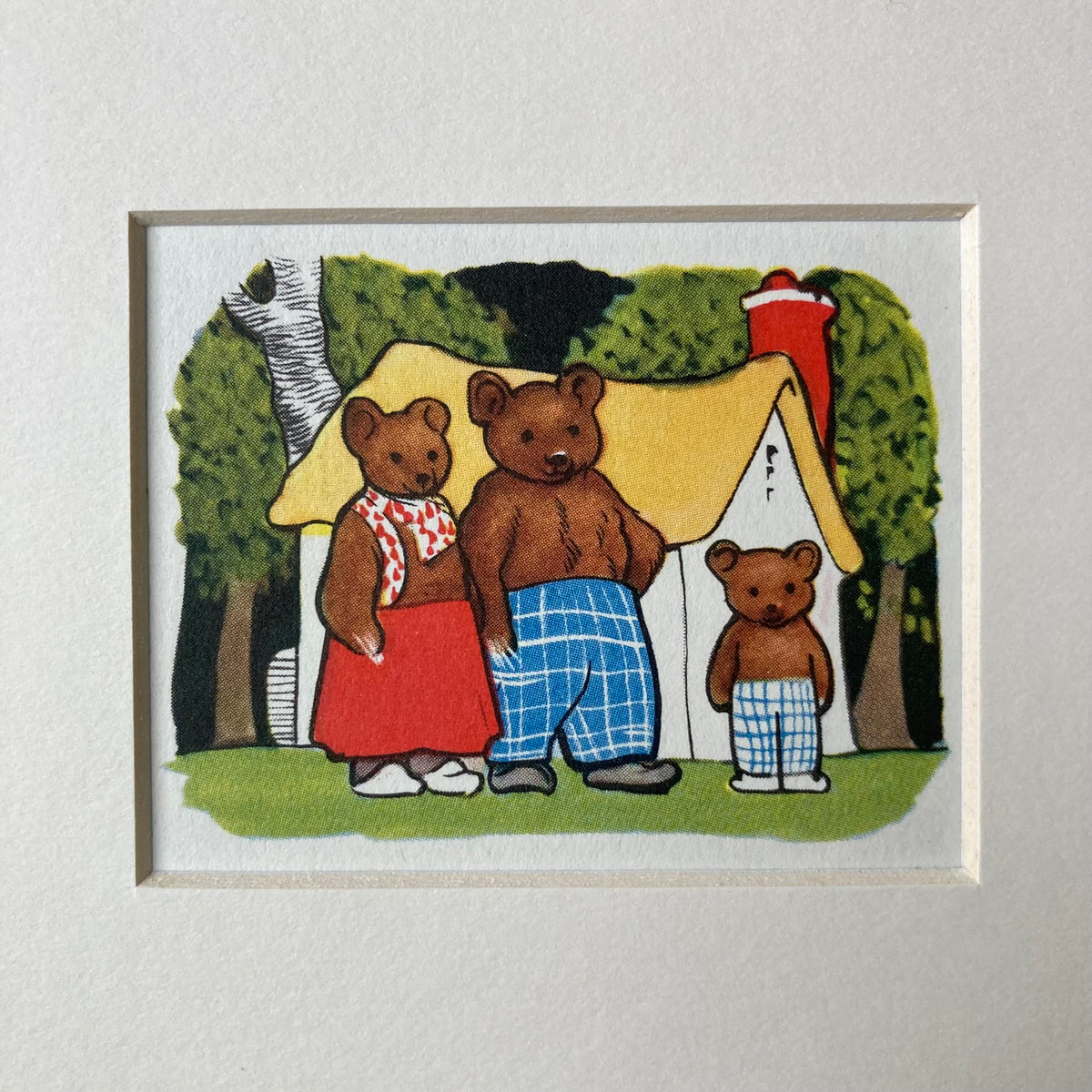 1950s Three Bears Mounted Print ~ 8 x 6"